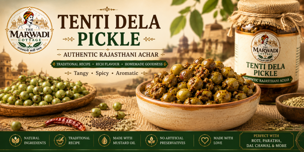 Authentic Rajasthani Tenti Dela Pickle in glass jar