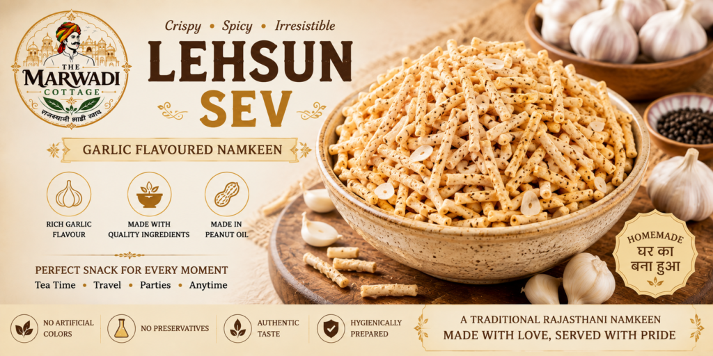 Lehsun Sev Namkeen - The Marwadi Cottage
